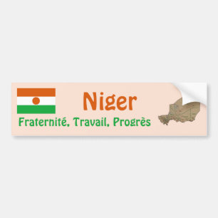 Niger Flag + Map Bumper Sticker