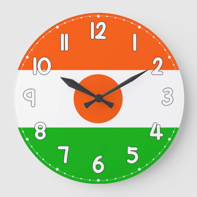 Niger Flag Wall Clock – Patriotic Home & Office De (Front)