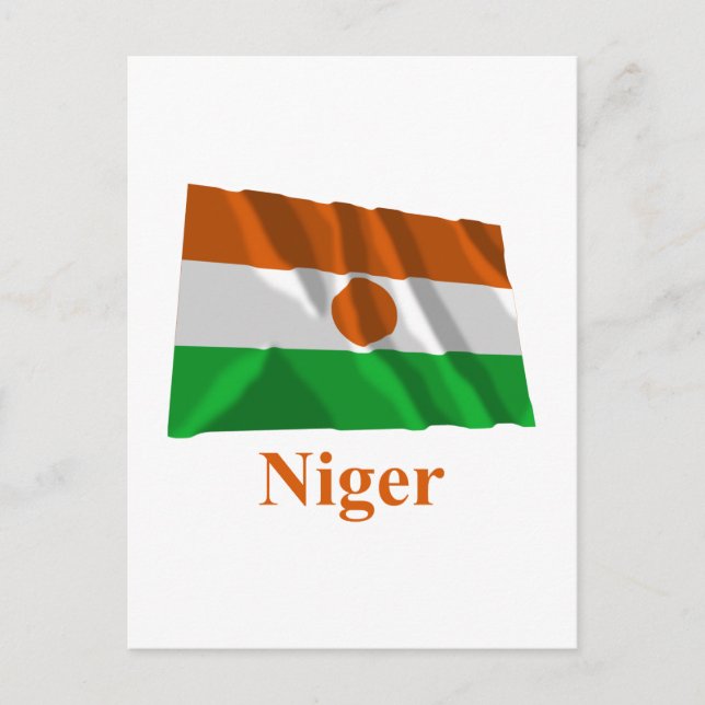 Niger Waving Flag with Name Postcard (Front)