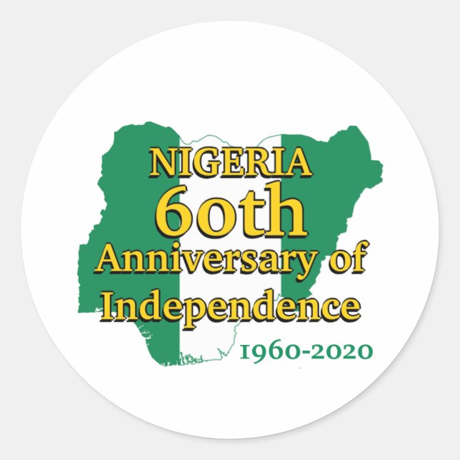 NIGERIA 60th Anniversary Independence | Nigerian Classic Round Sticker (Front)
