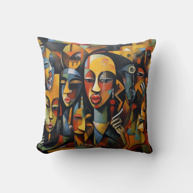 Nigeria Abstract Art, African Art Cushion (Front)