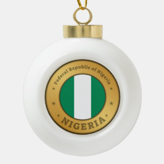 Nigeria Flag Badge Ceramic Ball Christmas Ornament