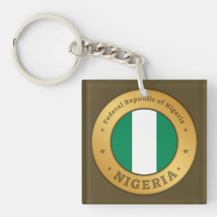 Nigeria Flag Badge Key Ring