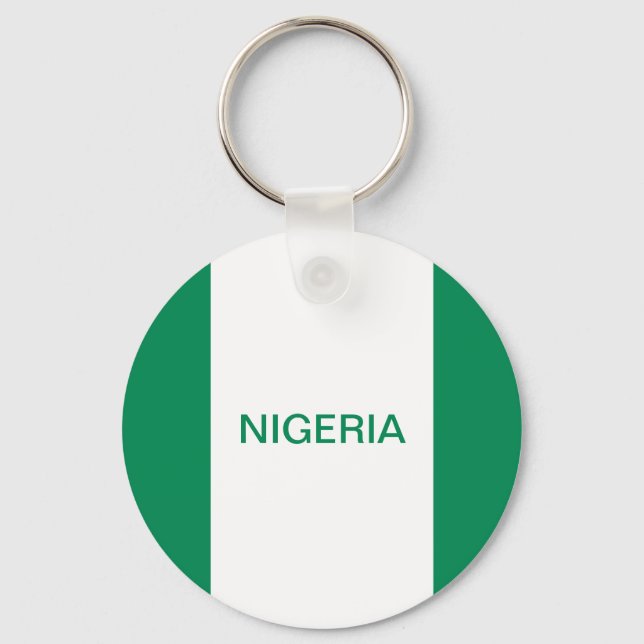 Nigeria Flag Button Keychain (Front)