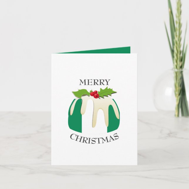 NIGERIA FLAG | Christmas Pudding | Festive Holiday Card (Front)