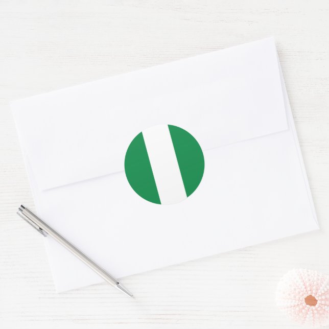 Nigeria flag classic round sticker (Envelope)