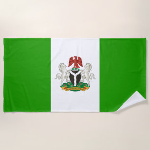 Nigeria flag-coat of arms   beach towel