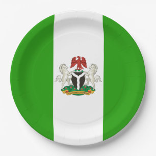 Nigeria flag-coat of arms paper plate