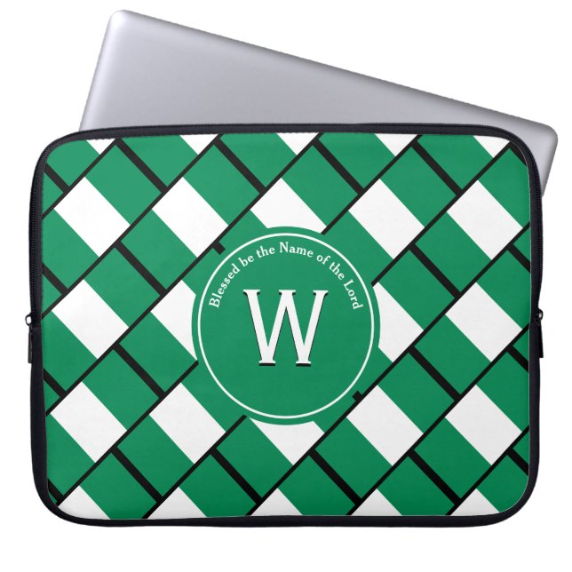 NIGERIA FLAG Customised Monogram BLACK Laptop Sleeve (Front)