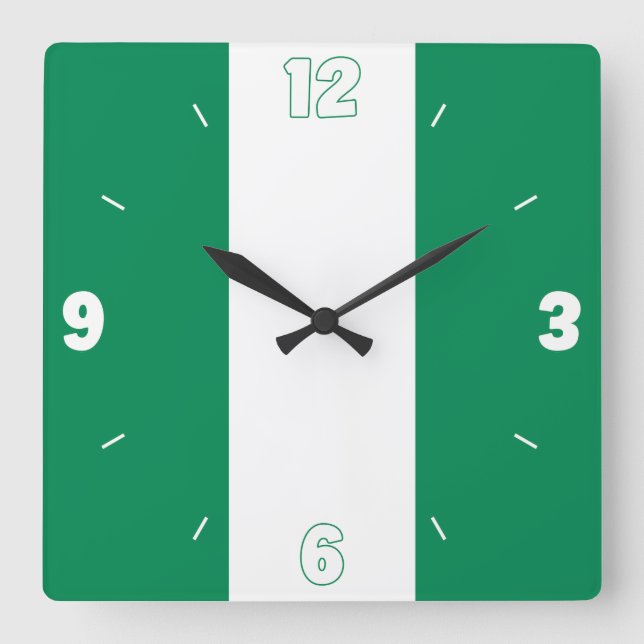 Nigeria Flag Inscription Green White Numbers  Square Wall Clock (Front)