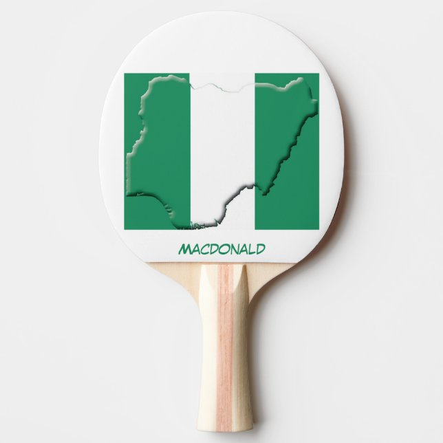 NIGERIA FLAG & MAP Personalised Ping Pong Paddle (Front)