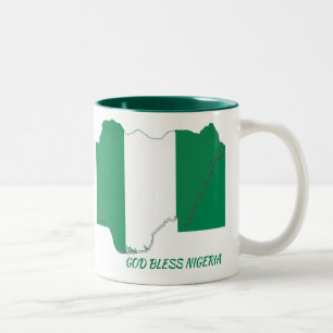 NIGERIA FLAG MAP Scripture Customised WHITE Two-Tone Coffee Mug