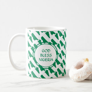 NIGERIA Flag Patriotic Custom Monogram GOD BLESS Coffee Mug