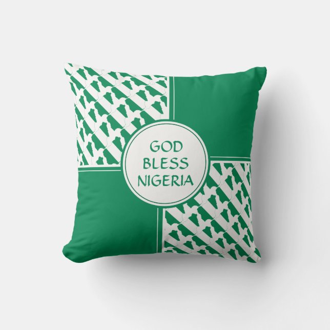 NIGERIA Flag Patriotic Nigerian Naija Cushion (Front)