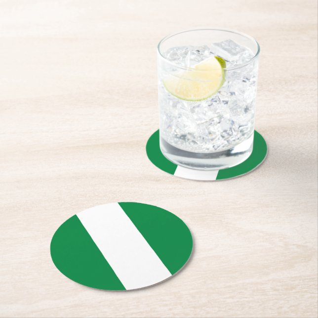 Nigeria flag round paper coaster (Insitu)