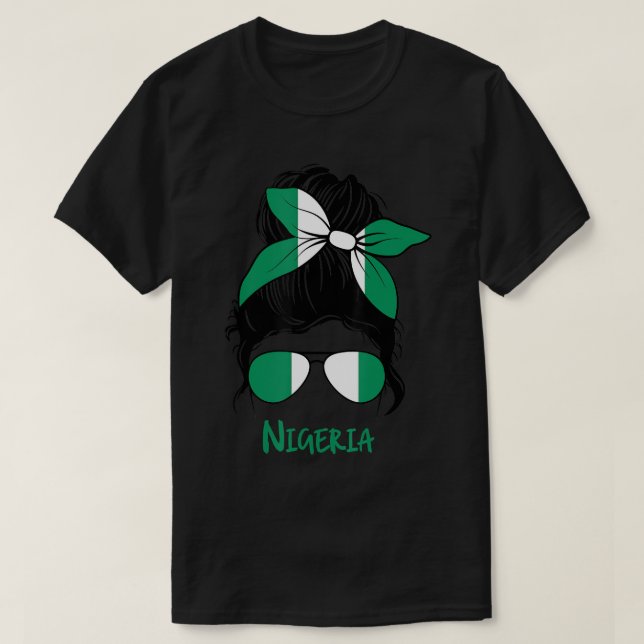 Nigeria Girl Nigerian girl Nigeria woman flag T-Sh T-Shirt (Design Front)