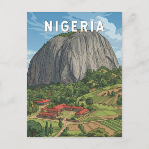 Nigeria Illustration Travel Art Vintage Postcard