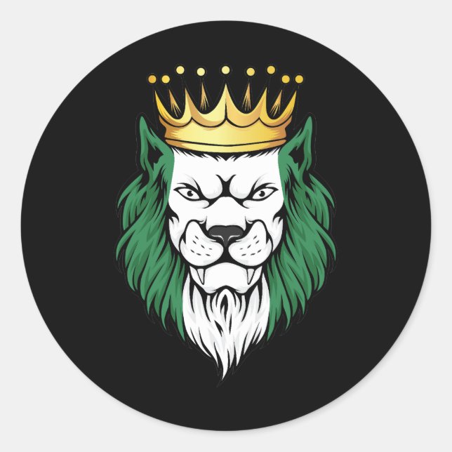 Nigeria  Lion King Flag Classic Round Sticker (Front)