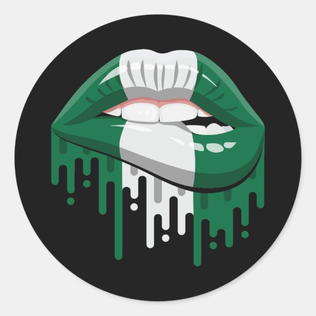 Nigeria lips pride root flag classic round sticker (Front)