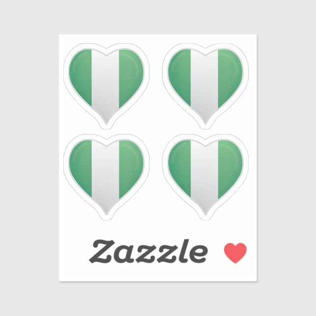Nigeria love flag pride heart sticker (Sheet)