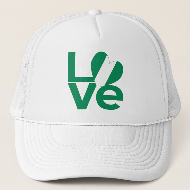 Nigeria LOVE Green Trucker Hat (Front)