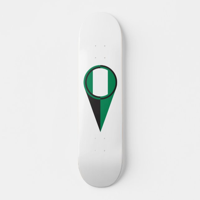 Nigeria Map Pointer Location Flag Skateboard (Front)