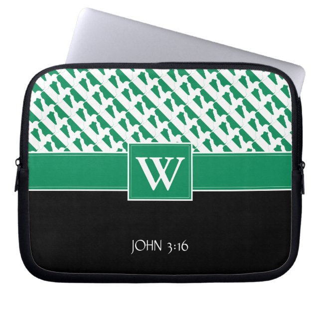NIGERIA Monogram Christian GREEN Laptop Sleeve (Front)