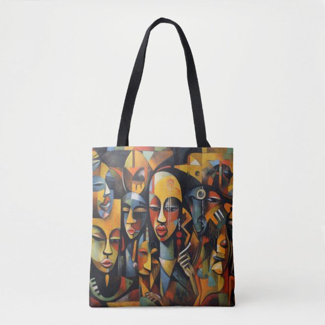 Nigeria, Nigerian Abstract Art, African Art Tote Bag (Front)