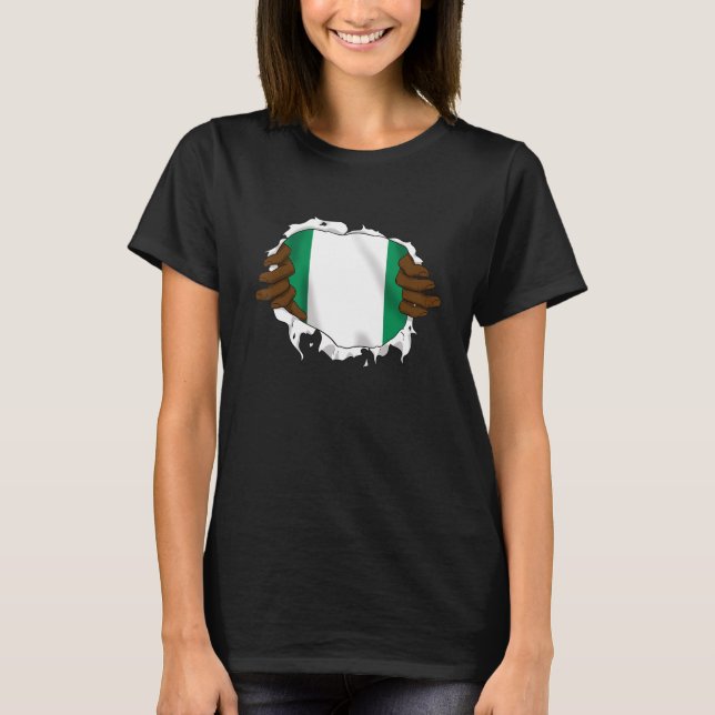 Nigeria Nigerian Africa Proud Heart Love Hands T-Shirt (Front)