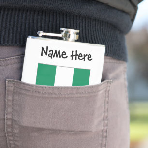 Nigeria Nigerian Flag Black Personalisation Hip Flask