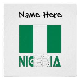 Nigeria Nigerian Flag Black Personalisation  Poster