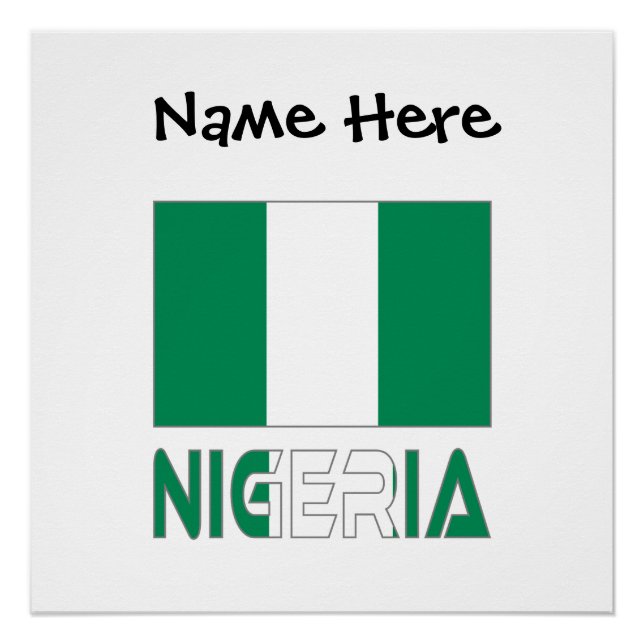 Nigeria Nigerian Flag Black Personalisation  Poster (Front)