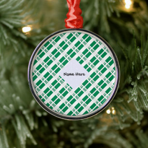 Nigeria Nigerian Flag Tiled Black Personalisation  Metal Ornament