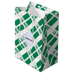Nigeria Nigerian Flag Tiled Green Personalised Medium Gift Bag