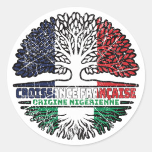 Nigeria Nigerian French France Tree Roots Flag Classic Round Sticker