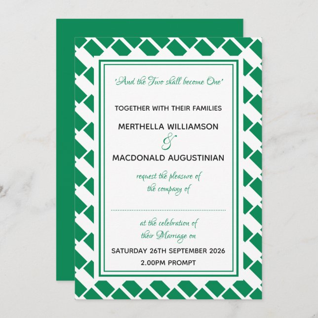 NIGERIA Patriotic Scripture Personalised Wedding Invitation (Front/Back)