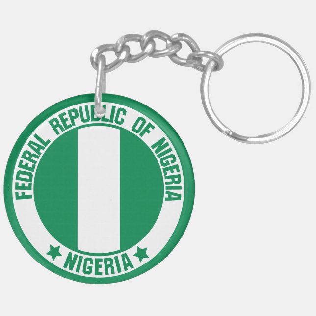 Nigeria Round Emblem Key Ring (Back Right)