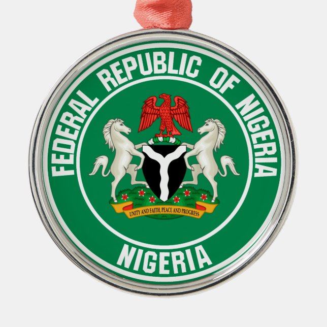 Nigeria Round Emblem Metal Ornament (Front)
