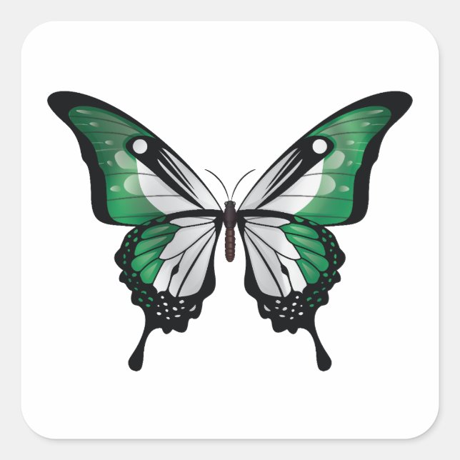 Nigeria Swallowtail Butterfly Flag Square Sticker (Front)