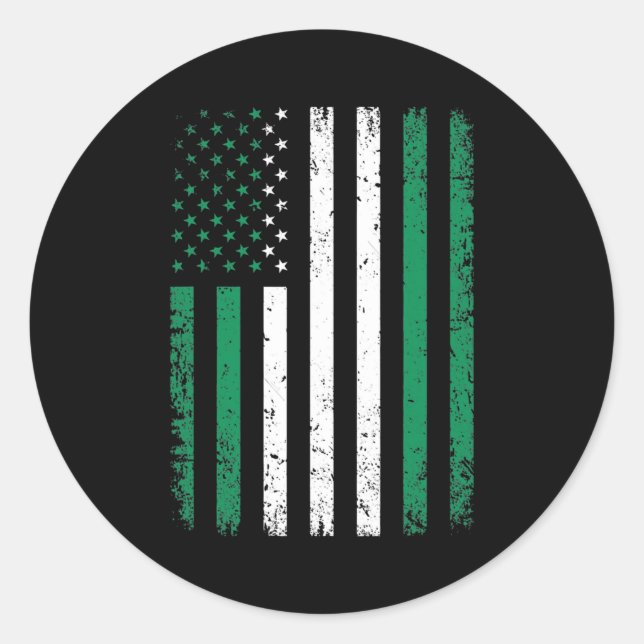 Nigeria USA Flag 4th of July American Nigerian Classic Round Sticker (Front)