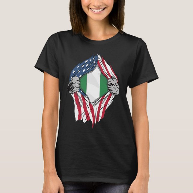 Nigerian Blood Inside Me Nigeria Flag T-Shirt (Front)