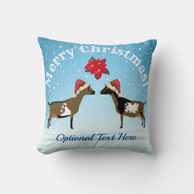 Nigerian Dwarf Dairy Goat Christmas in the snow Cushion (Front)