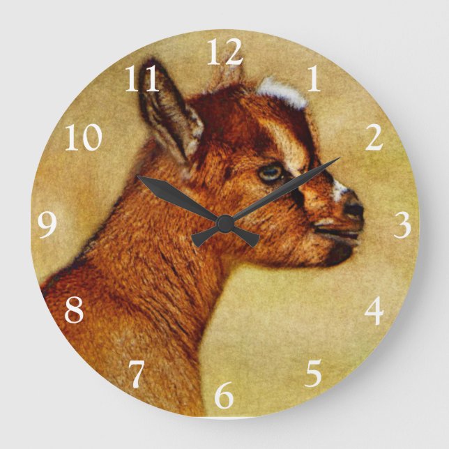 Nigerian Dwarf Dairy Goat Kid Large Clock (Front)