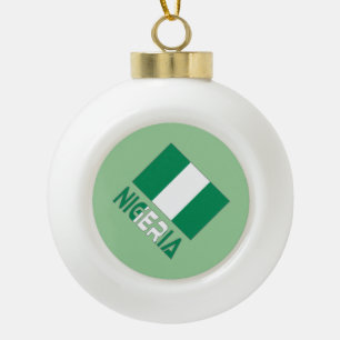 Nigerian Flag and Nigeria Ceramic Ball Christmas Ornament