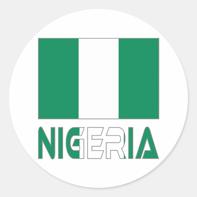 Nigerian Flag and Nigeria Classic Round Sticker (Front)