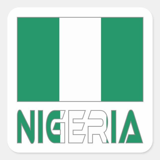 Nigerian Flag and Nigeria Square Sticker (Front)