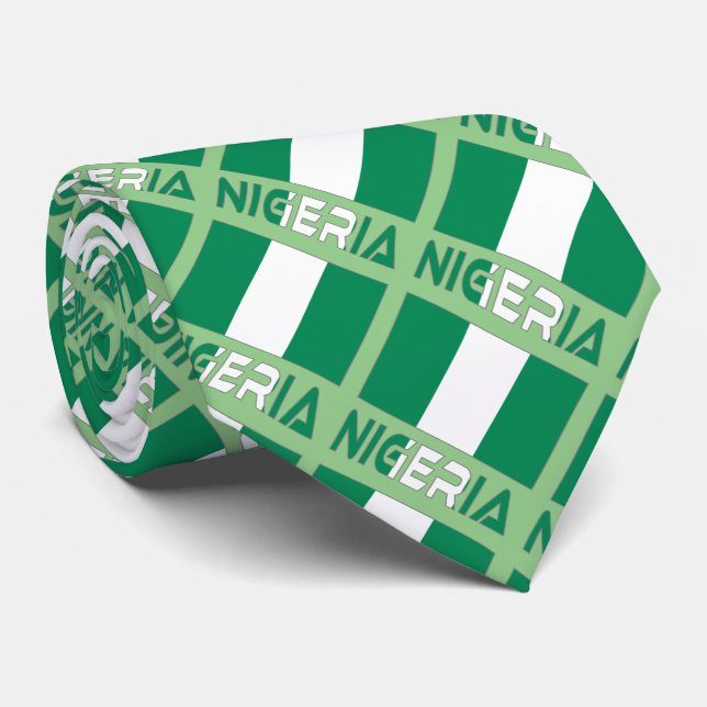 Nigerian Flag with Nigeria Word Tie (Rolled)