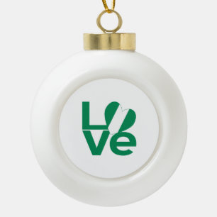 Nigerian Green LOVE Heart Flag Ceramic Ball Christmas Ornament