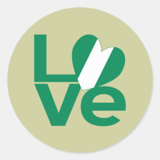 Nigerian Green LOVE Heart Flag  Classic Round Sticker