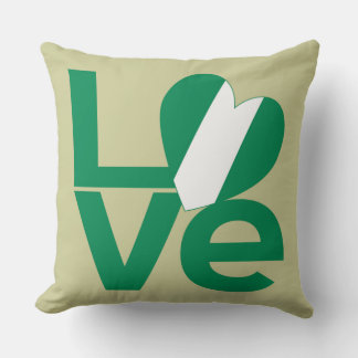 Nigerian Green LOVE Heart Flag Cushion